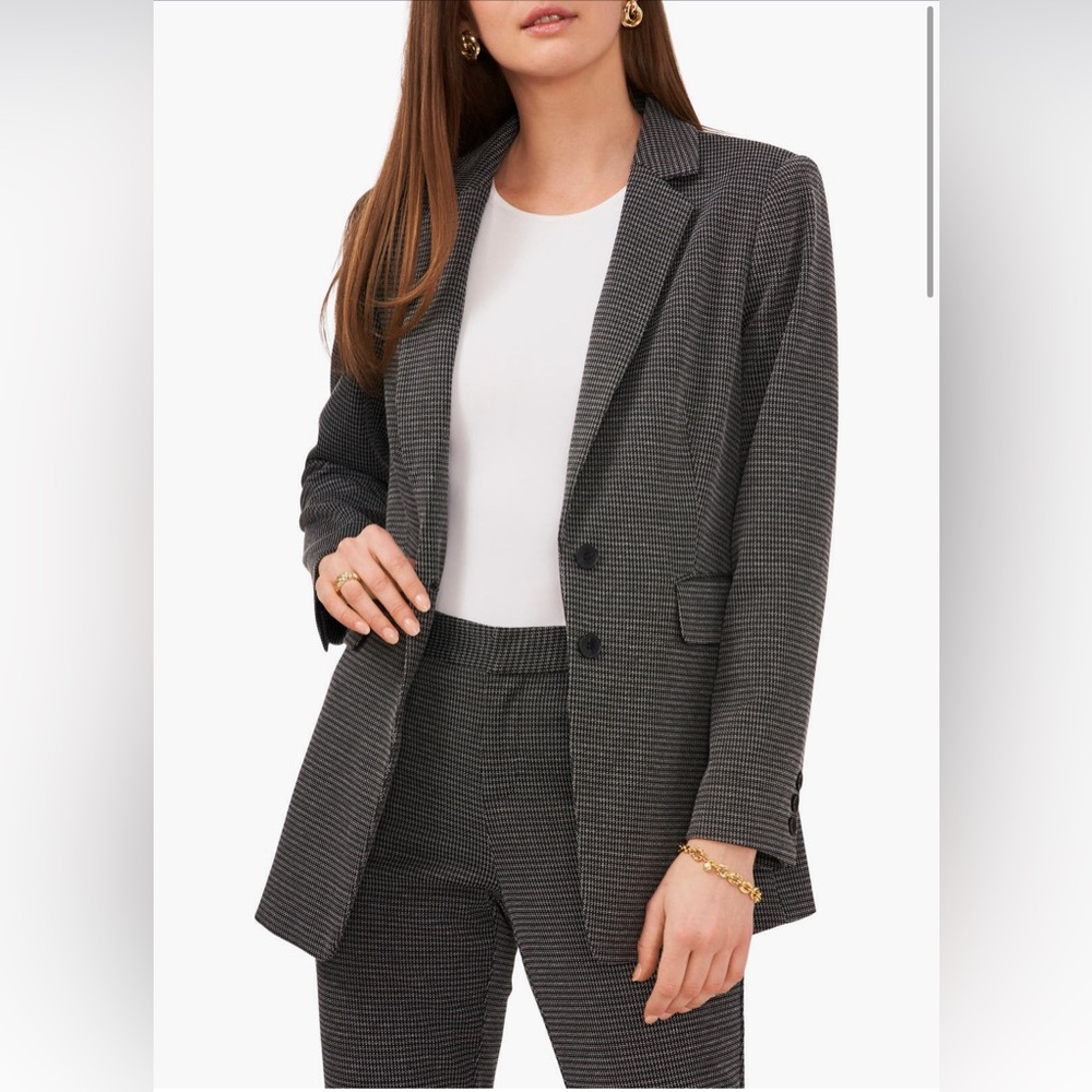 NWT SET Jacket & Pants Vince Camuto Geo Jacquard Ponte Check Blazer